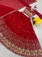 Americanchoice Fully Stitched Red Color Designer Lehnga Choli Set - Image 5