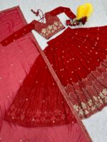 Americanchoice Fully Stitched Red Color Designer Lehnga Choli Set - Image 4