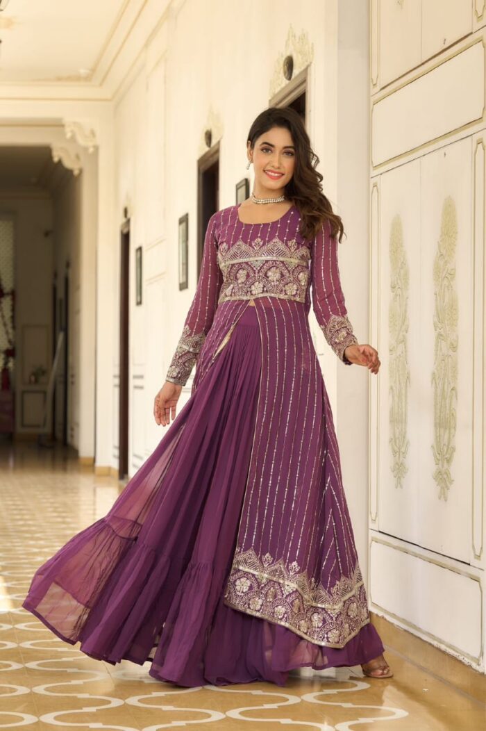 Americanchoice Fully Stitched New Festival Choli with attached Shrug & Lehnga - Image 4