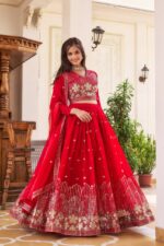 Americanchoice Fully Stitched Red Color Designer Lehnga Choli Set - Image 3