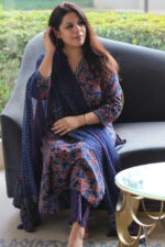 Americanchoice Cotton Blue Printed Kurta With Pant & Dupatta Set - Image 3