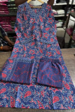 Americanchoice Cotton Blue Printed Kurta With Pant & Dupatta Set - Image 5