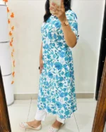 Americanchoice Cotton A-Line Jaipuri Floral Kurta and Pant Set - Image 5