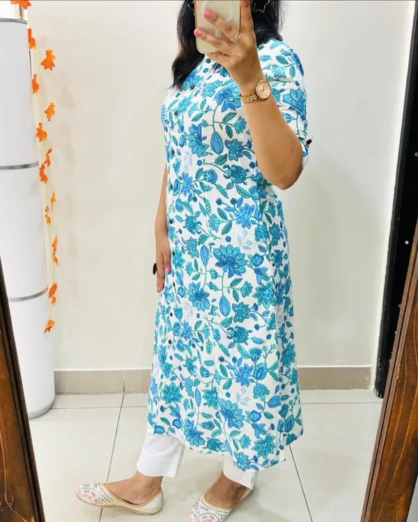 Americanchoice Cotton A-Line Jaipuri Floral Kurta and Pant Set - Image 5