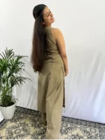 Americanchoice Olive Cotton Cut Sleeve Kurta & Palazzo Set - Image 4