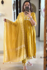 Americanchoice Handloom Cotton Embroidered Kurta With Pant & Dupatta Set - Image 5