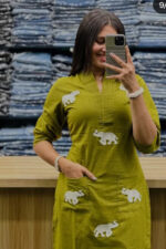 Americanchoice Cotton Green Embroidered Kurta & Pant Set - Image 4