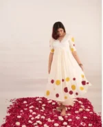 Americanchoice White Cotton Embroidered Naira Cut Kurta & Pant Set - Image 2