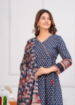 Americanchoice Multicolor Cotton Hand Block Print Kurta With Pant & Dupatta Set - Image 4