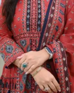 Americanchoice Cotton Jaipuri Print Kurta With Pant & Dupatta Set - Image 5