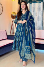 Americanchoice Cotton Kurta With Pant & Dupatta Set - Image 5