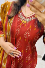 Americanchoice Cotton Kurta With Pant & Dupatta Set - Image 5