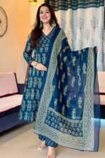 Americanchoice Cotton Kurta With Pant & Dupatta Set