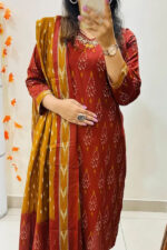 Americanchoice Cotton Kurta With Pant & Dupatta Set - Image 3