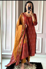 Americanchoice Cotton Kurta With Pant & Dupatta Set