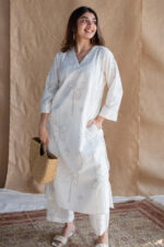 Americanchoice White Cotton Kurta & Pant Set