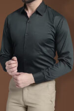 Americanchoice Men's Casual Slim Fit Olive Green Shirt - Image 4