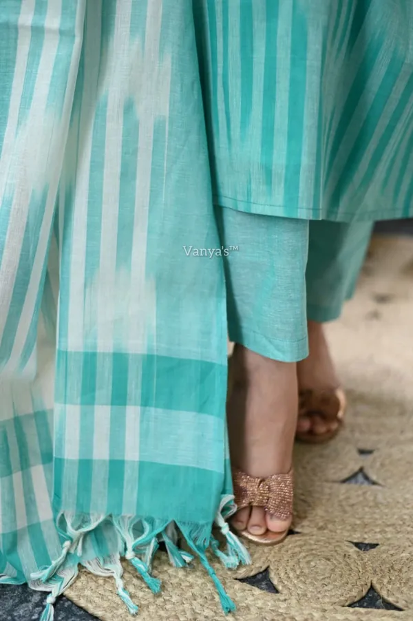 Americanchoice Handloom South Cotton Kurta With Pant & South Cotton Dupatta Set - Image 6