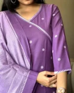 Americanchoice Purple Handloom South Cotton Kurta With Pant & South Cotton Dupatta Set - Image 7