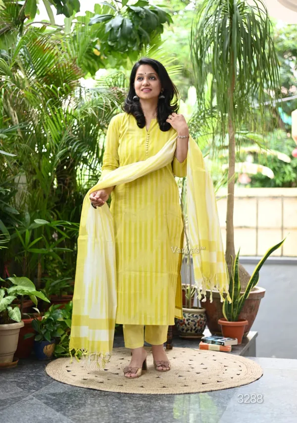 Americanchoice Handloom South Cotton Kurta With Pant & South Cotton Dupatta Set - Image 7