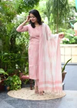 Americanchoice Handloom South Cotton Pink Kurta With Pant & South Cotton Dupatta Set - Image 4