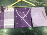 Americanchoice Purple Handloom South Cotton Kurta With Pant & South Cotton Dupatta Set - Image 3