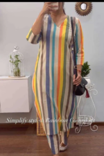 Americanchoice Multicolor Cotton Blend 3/4 Sleeve Co-Ord Set