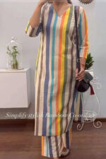 Americanchoice Multicolor Cotton Blend 3/4 Sleeve Co-Ord Set - Image 5