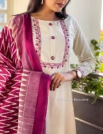 Americanchoice Off White Khadi Cotton Kurta and Pant Set with Khadi Silk Dupatta - Image 6