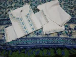 Americanchoice White Khadi Cotton Kurta With Pant & Khadi Silk Dupatta Set - Image 5