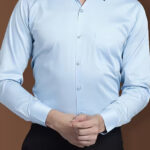 Americanchoice Men's Casual Slim Fit Light Blue Shirt