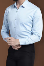 Americanchoice Men's Casual Slim Fit Light Blue Shirt - Image 2
