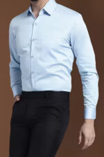 Americanchoice Men's Casual Slim Fit Light Blue Shirt - Image 4