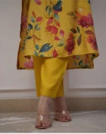Americanchoice Yellow Muslin Fabric Kurta & Pant Set - Image 5