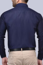 Americanchoice Men's Casual Slim Fit Navy Blue Shirt - Image 2