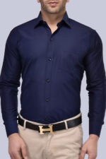 Americanchoice Men's Casual Slim Fit Navy Blue Shirt - Image 4