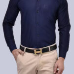 Americanchoice Men's Casual Slim Fit Navy Blue Shirt