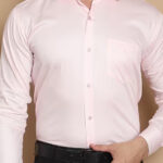 Americanchoice Men's Casual Slim Fit Pink Shirt