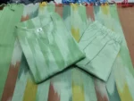 Americanchoice Green South Cotton Kurta With Pant & Dupatta Set  - { Sleeves Attached Inside } - Image 3