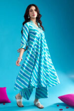 Americanchoice Turquoise Blue Cotton Kurta and Pant Set - Image 3
