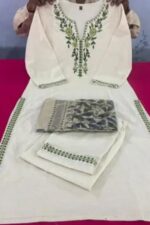 Americanchoice Cotton Embroidered Kurt With Pant & Khadi Silk Dupatta Set - Image 6