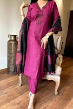 Americanchoice Handloom Cotton Embroidered Kurta With Pant & Dupatta Set - Image 5