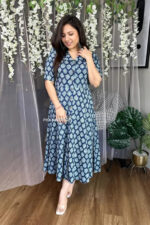 Americanchoice Blue Cotton Classy Flair Dress