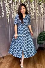 Americanchoice Blue Cotton Classy Flair Dress - Image 2