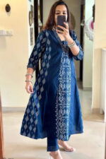 Americanchoice Blue Premium Cotton Kurta With Pant & Dupatta Set - Image 3