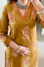 Americanchoice Cotton Brown Kurta With Pant & Dupatta Set - Image 3