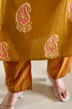 Americanchoice Cotton Brown Kurta With Pant & Dupatta Set - Image 5