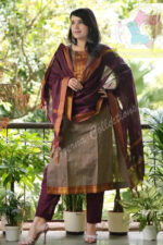 Americanchoice Brown with Maroon Handloom South Cotton Kurta and Pant Set