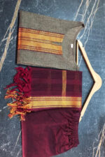 Americanchoice Brown with Maroon Handloom South Cotton Kurta and Pant Set - Image 5