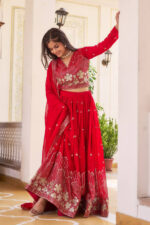 Americanchoice Fully Stitched Red Color Designer Lehnga Choli Set - Image 2
